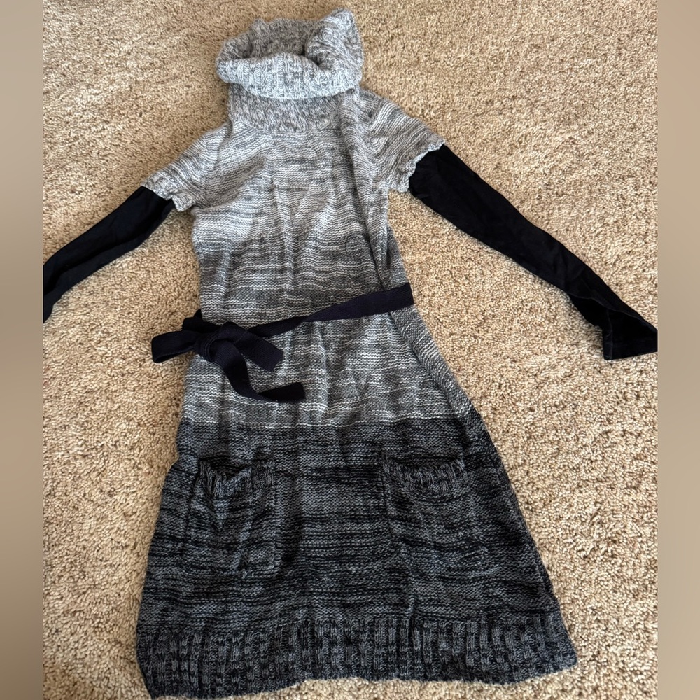 Kids grey knitted cowl neck sweater dress 🩶